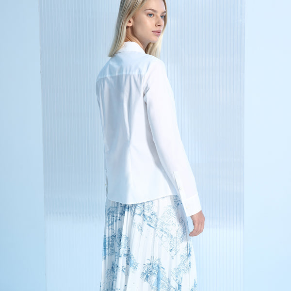 BOSS - blusa Banew - regular fit - cotone - bianco