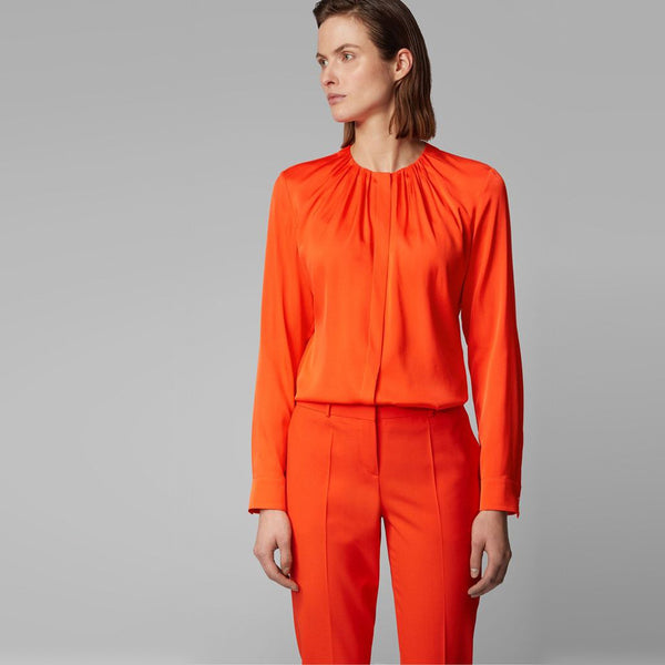BOSS - blusa Banora - tailored fit - seta - arancione