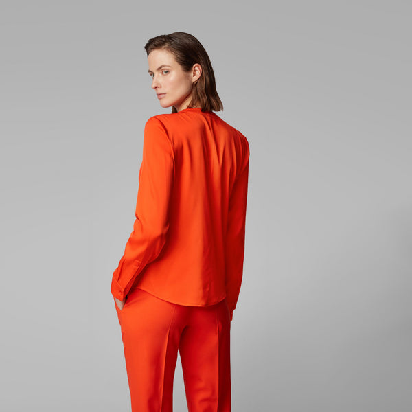 BOSS - blusa Banora - tailored fit - seta - arancione