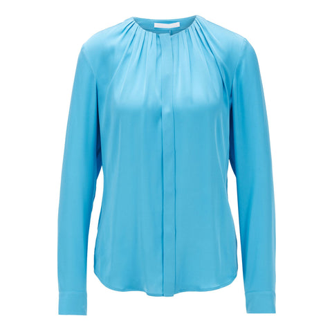 BOSS - blusa Banora - tailored fit - seta - blu
