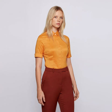 BOSS - blusa Bashini - regular fit - arancione