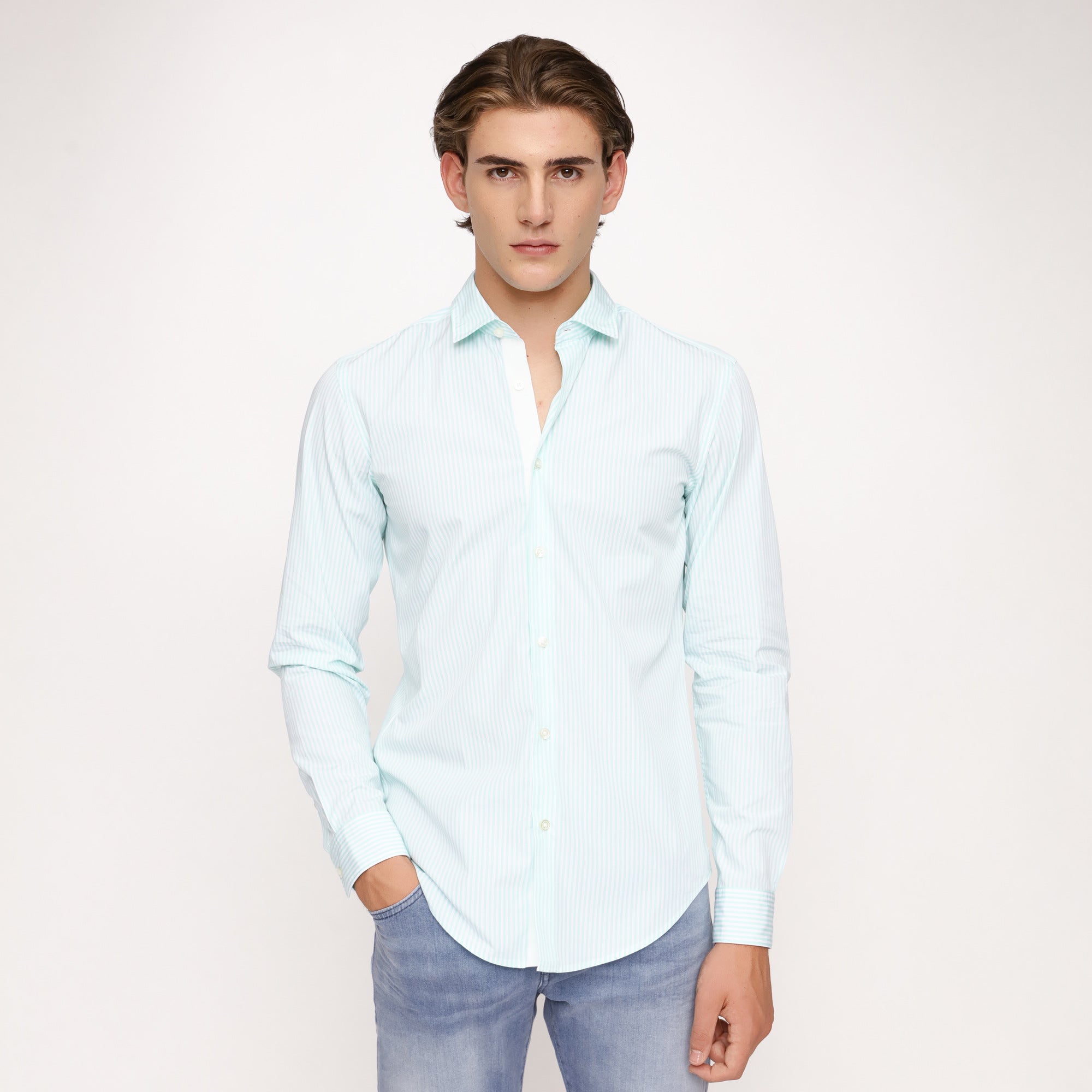 BOSS - Camicia Rikki - slim fit - 100% cotone - verde pallido