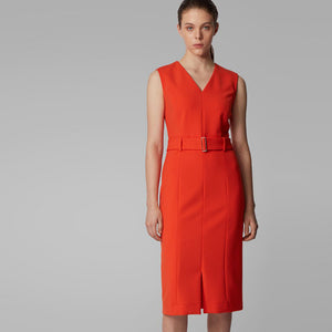 BOSS - Abito Dadorina - regular fit - scollo a V - arancione