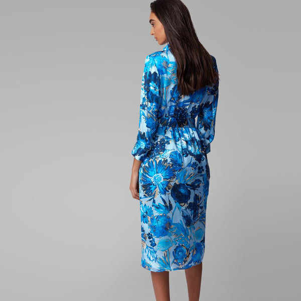 BOSS - Abito Dantanes - regular fit - 100% seta - blu e bianco