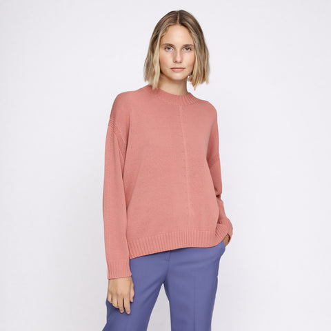 BOSS - maglia Ittaka - modello oversize - scollo rotondo - cotone - rosso pallido