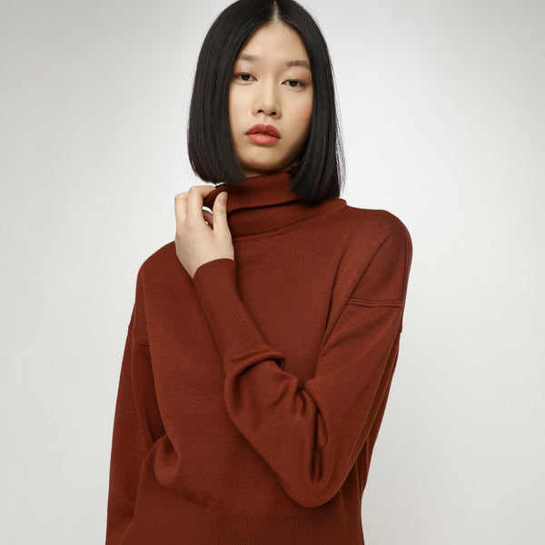 BOSS - maglia Felippa - scollo rotondo - 100% lana vergine - rosso