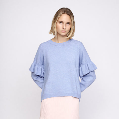 BOSS - maglia Francisca - scollo rotondo - blu pallido e verde acqua
