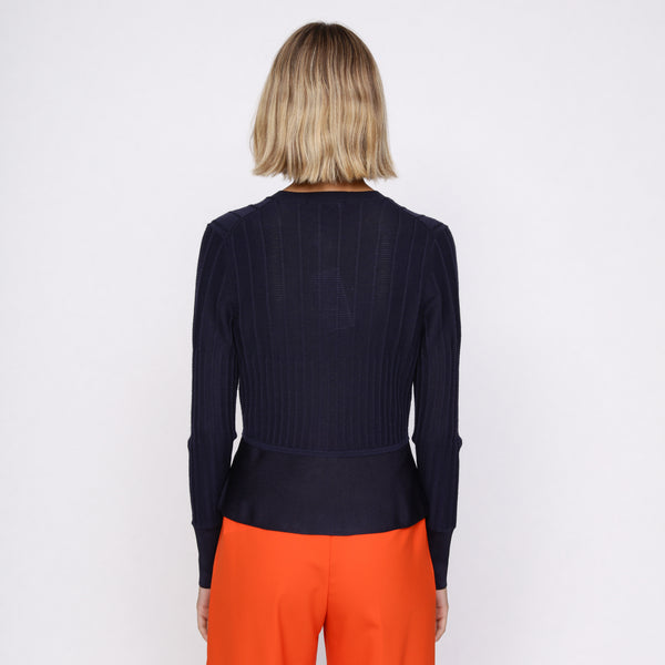 BOSS - Cardigan Fayal - scollo rotondo - navy