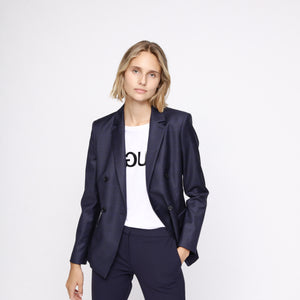BOSS - blazer Jacelynne - regular fit - 100% lana vergine - navy