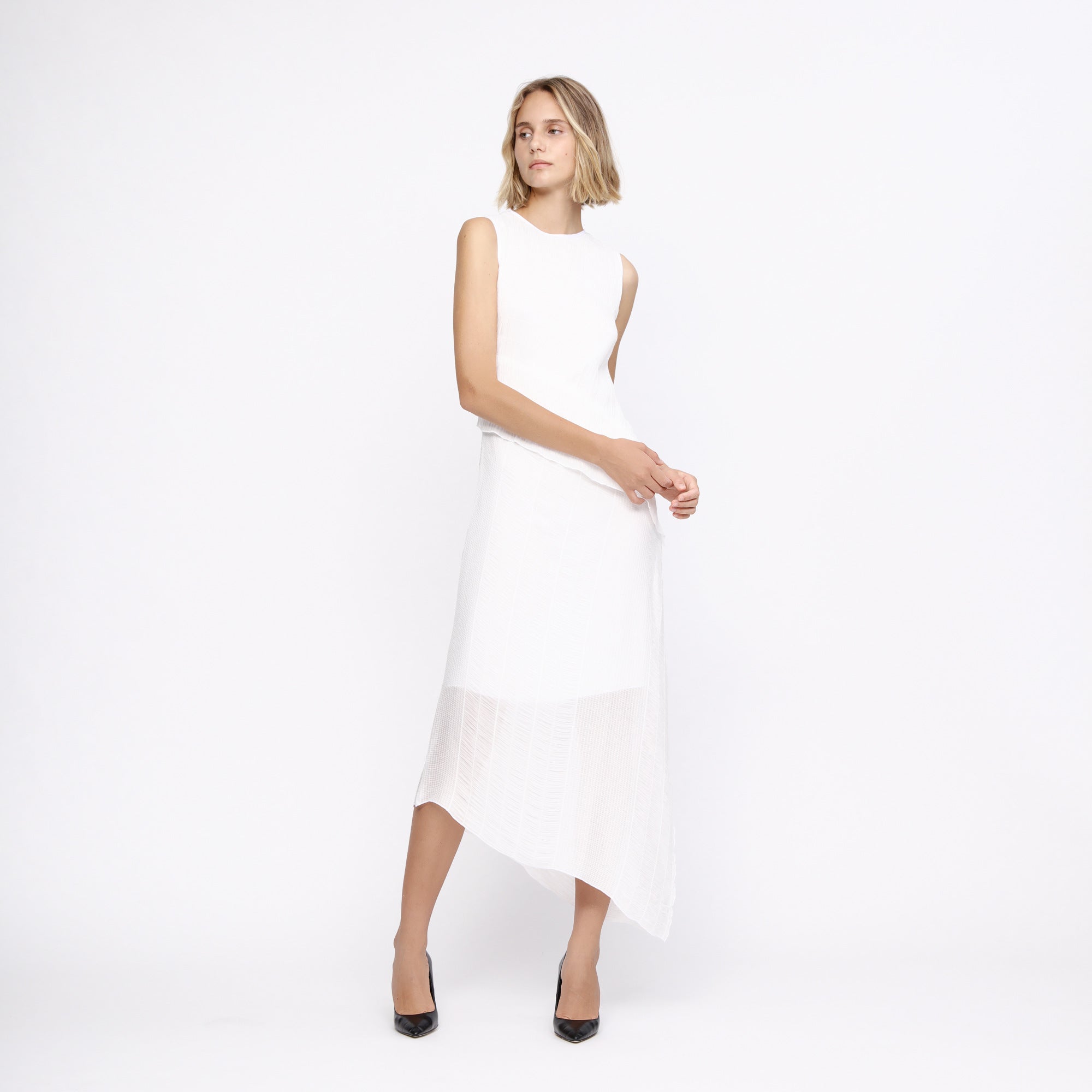 BOSS - abito Daraffa - regular fit - scollo rotondo - bianco