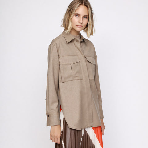 BOSS - blusa Bawak - tailored fit e relaxed fit - lana vergine - marrone pallido
