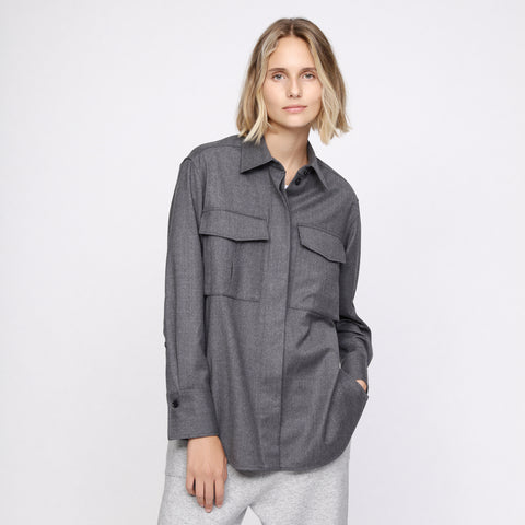 BOSS - blusa Bawak - tailored fit e relaxed fit - lana vergine - grigio