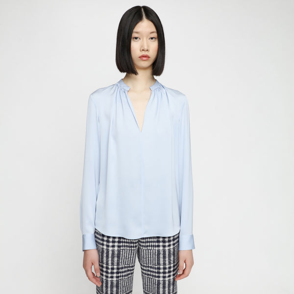 BOSS - blusa Banota - tailored fit e regular fit - seta - blu pallido