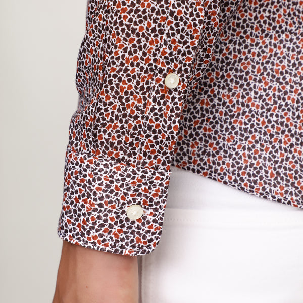 BOSS - Camicia Ronni - slim fit - 100% cotone - arancione e blu scuro