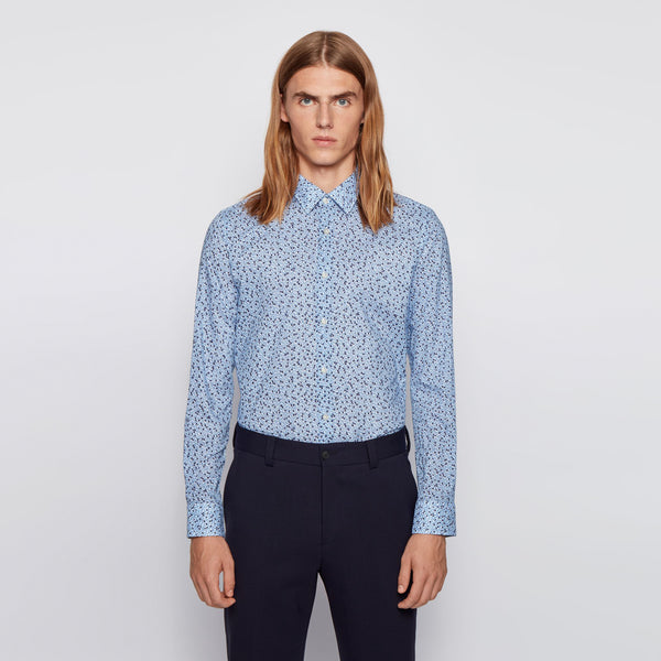 BOSS - camicia Ronni - slim fit - 100% cotone - blu scuro