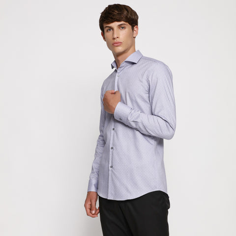 BOSS - camicia Jason - slim fit - 100% cotone - blu pallido e bianco