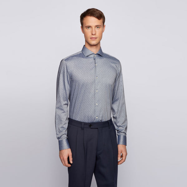 BOSS - camicia Jason - slim fit - 100% cotone - navy
