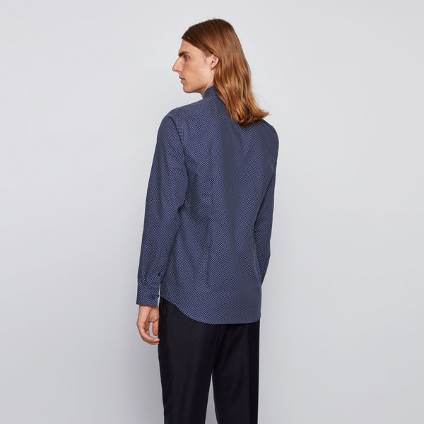 BOSS - camicia Isko - slim fit - 100% cotone - navy
