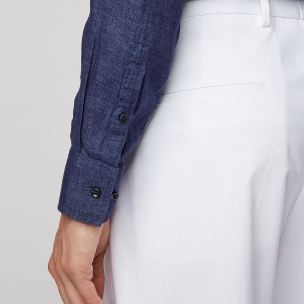 BOSS - camicia Joy - slim fit - 100% lino - blu scuro