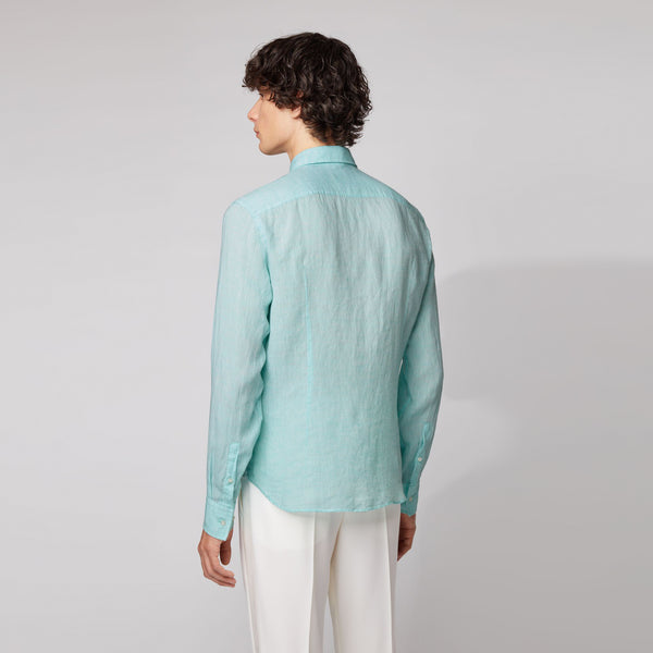 BOSS - camicia Joy - slim fit - 100% lino - verde