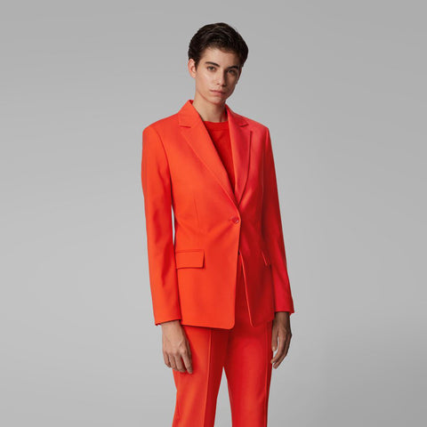 BOSS - Blazer Janera - slim fit - lana vergine - arancione