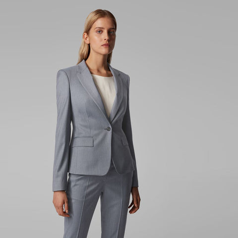 BOSS - Blazer Jaxtina - regular fit - 100% lana vergine - grigio