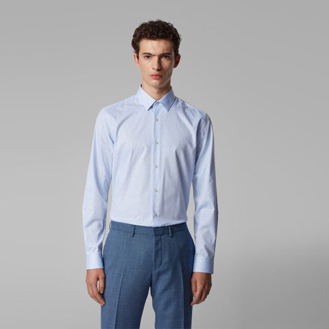 BOSS - Camicia Isko - slim fit - 100% cotone - azzurro