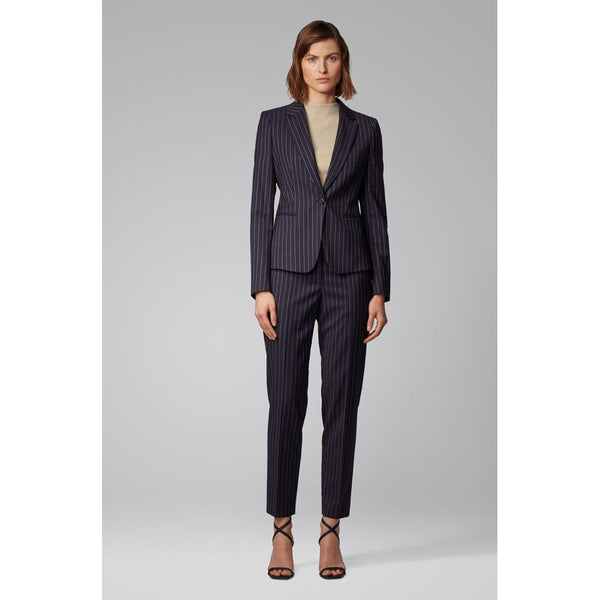 BOSS - Blazer Jaxtina - regular fit - lana vergine - blu scuro e grigio chiaro