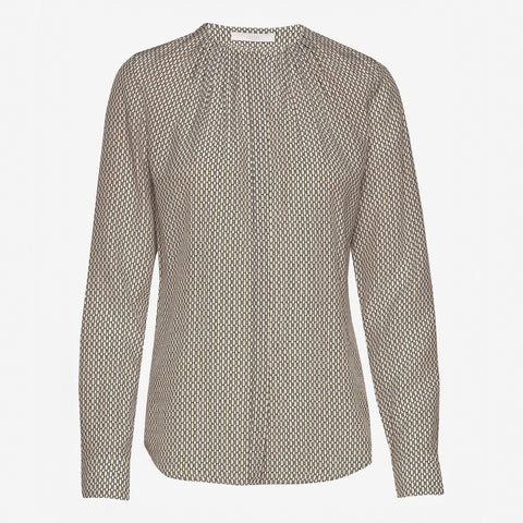 BOSS - Blusa Banora - regular fit - 100% seta - beige chiaro e nero