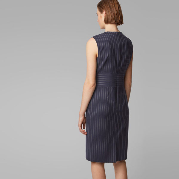 BOSS - Abito Dometa - regular fit - scollo rotondo - lana vergine - blu scuro e grigio chiaro