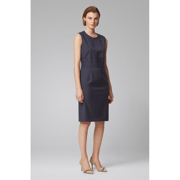 BOSS - Abito Dometa - regular fit - scollo rotondo - lana vergine - blu scuro e grigio chiaro