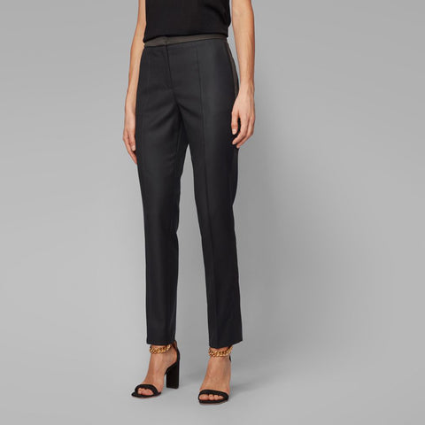 BOSS - Pantaloni Taxtiny - regular fit - lana - nero