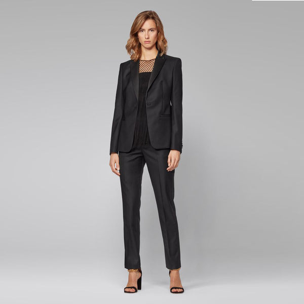 BOSS - Pantaloni Taxtiny - regular fit - lana - nero