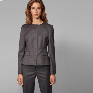 BOSS - Blazer Jamaren - slim fit - 100% lana vergine - grigio scuro