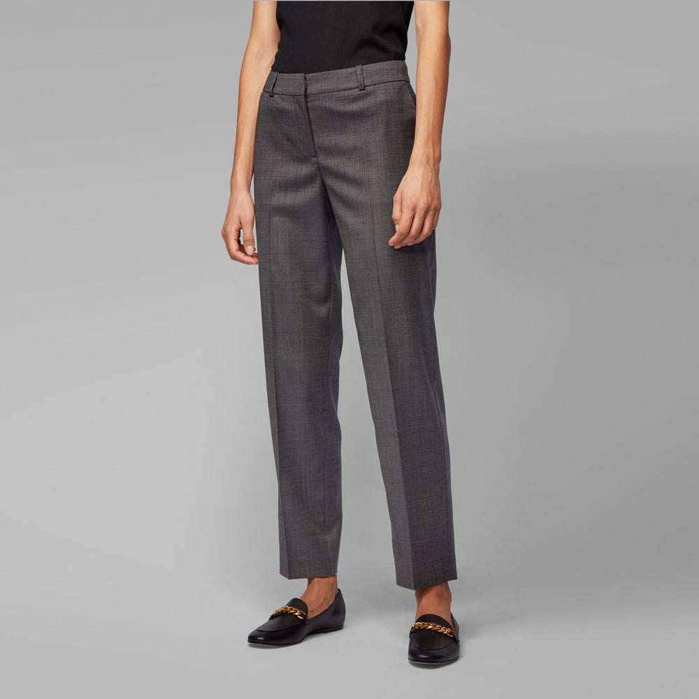 BOSS - Pantaloni Tocanes - relaxed fit - 100% lana vergine - grigio scuro