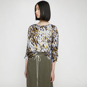 BOSS - blusa Ipiti - regular fit - scollo rotondo pronunciato - multicolore e giallo