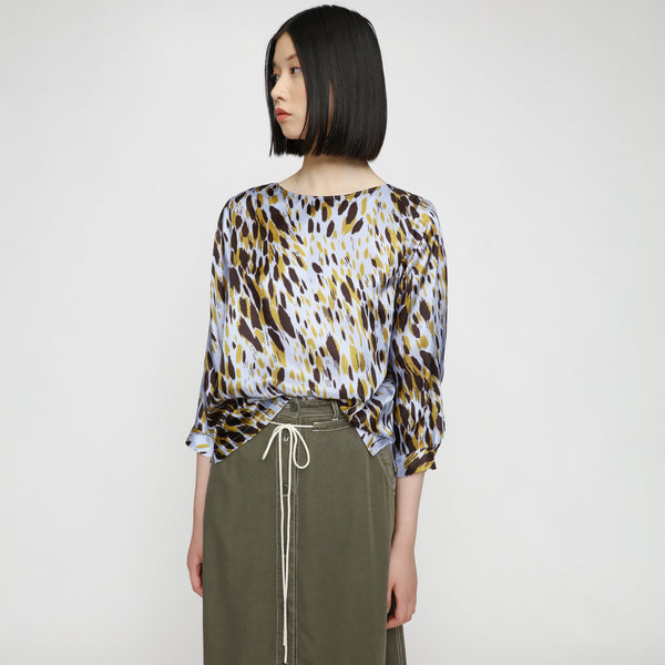 BOSS - blusa Ipiti - regular fit - scollo rotondo pronunciato - multicolore e giallo