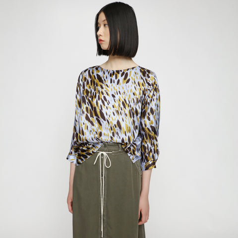 BOSS - blusa Ipiti - regular fit - scollo rotondo pronunciato - multicolore e giallo