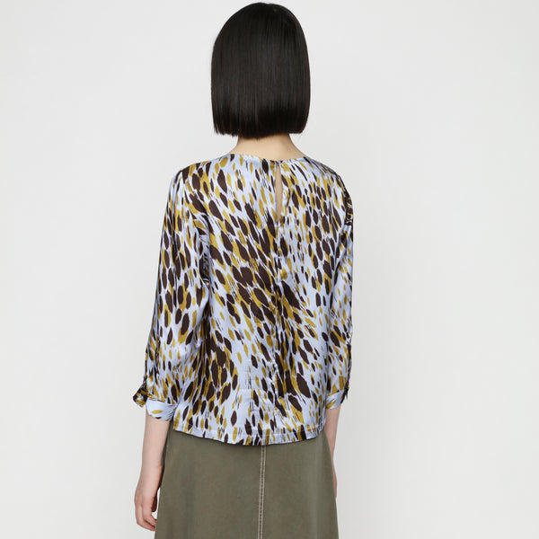 BOSS - blusa Ipiti - regular fit - scollo rotondo pronunciato - multicolore e giallo