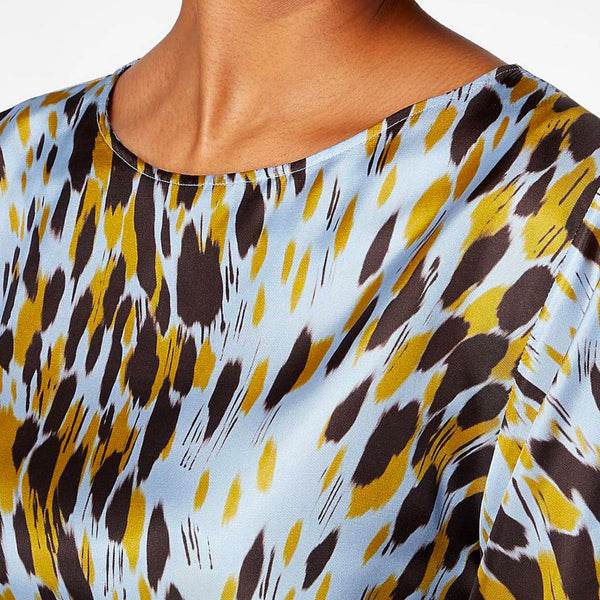 BOSS - blusa Ipiti - regular fit - scollo rotondo pronunciato - multicolore e giallo