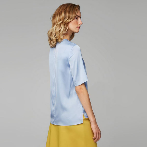 BOSS - Blusa Iome - seta - celeste