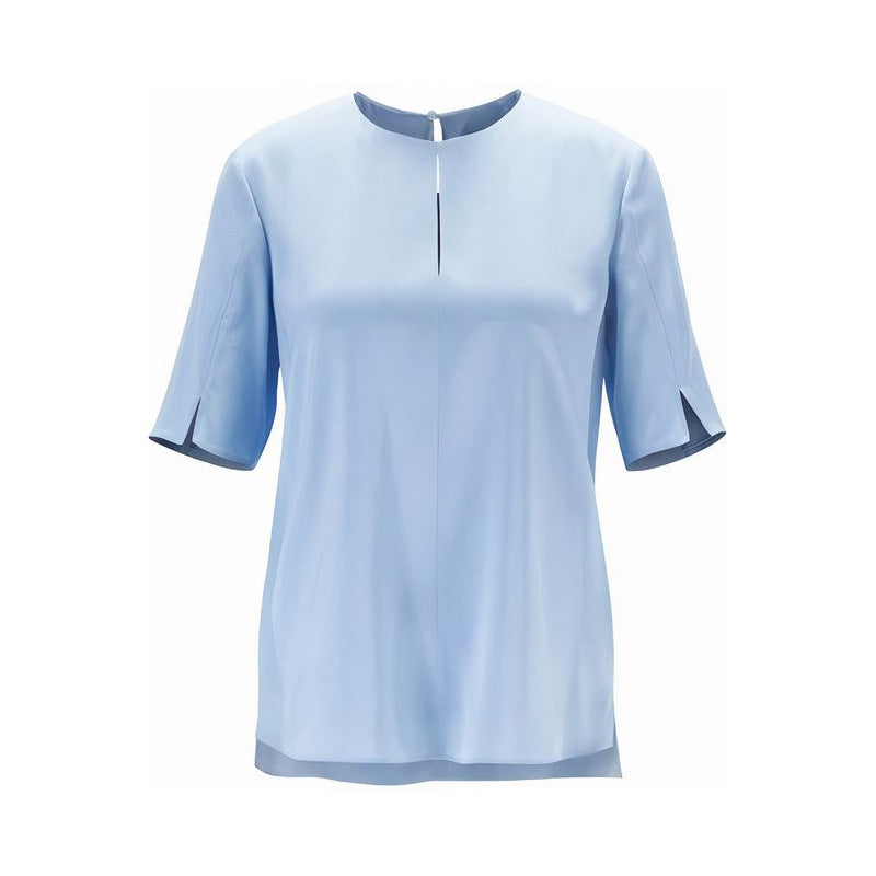 BOSS - Blusa Iome - seta - celeste