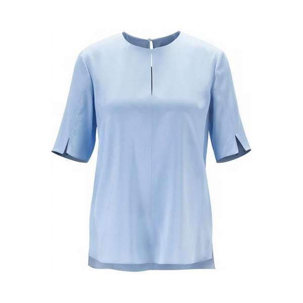 BOSS - Blusa Iome - seta - celeste