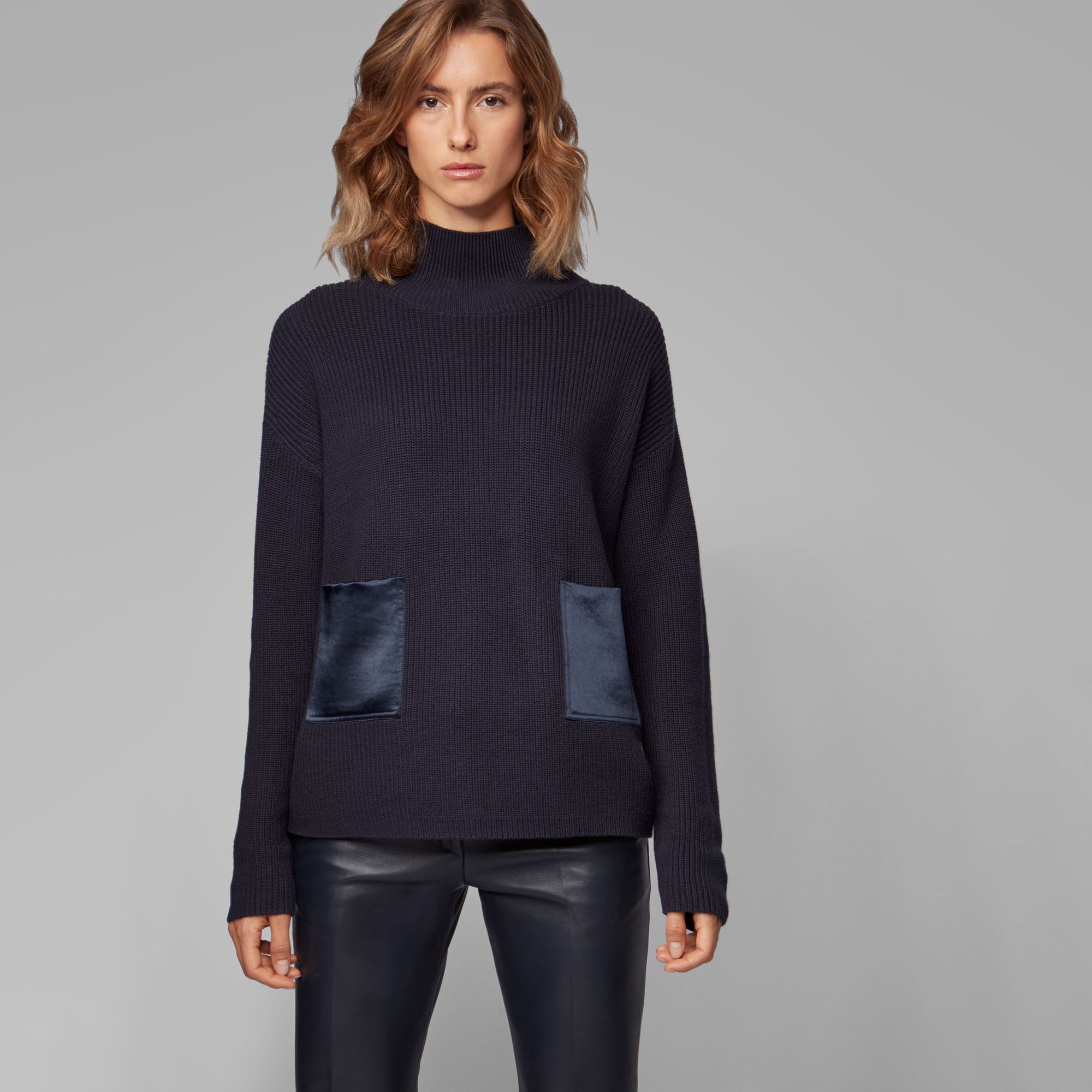 BOSS - Maglia Faonia - cotone - blu