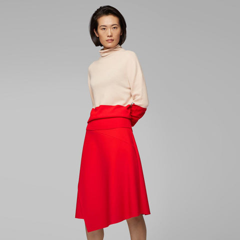 BOSS - Maglia Fosalie - regular fit - collo alto - 100% cashmere - rosso e rosa