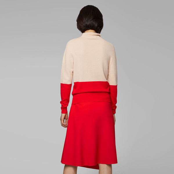 BOSS - Maglia Fosalie - regular fit - collo alto - 100% cashmere - rosso e rosa