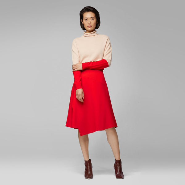 BOSS - Maglia Fosalie - regular fit - collo alto - 100% cashmere - rosso e rosa