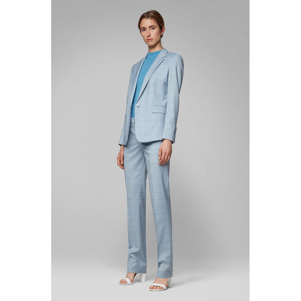 BOSS - Pantaloni Tamea - regular fit - lana vergine - azzurro