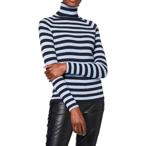 BOSS - Maglia Waffin - slim fit - collo dolcevita - navy e azzurro