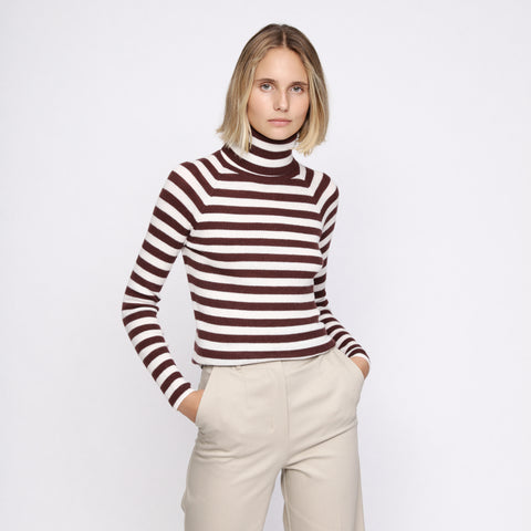 BOSS - maglia Waffin - slim fit - collo dolcevita - multicolore e crema